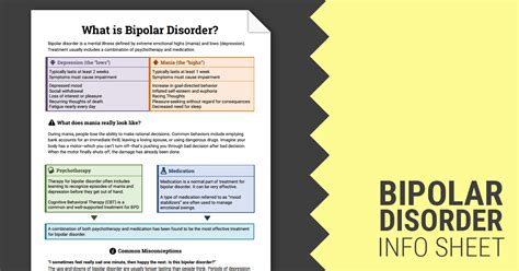 According to the Mayo Clinic, CBT can help improve many mental health disorders, such as depression, anxiety disorders, phobias, post-traumatic stress disorder, insomnia and sleep disorders, eating disorders, sexual disorders, bipolar disorders, obsessive-compulsive disorder, and substance use disorders. . Bipolar worksheets therapist aid